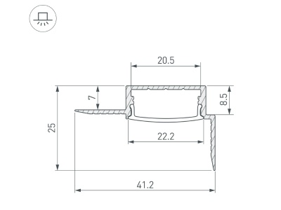 Профиль FANTOM-W20-H10-EDGE-2000 ANOD