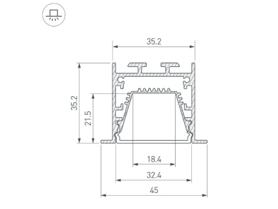 Профиль LINIA45-F-TRAY-3000 ANOD
